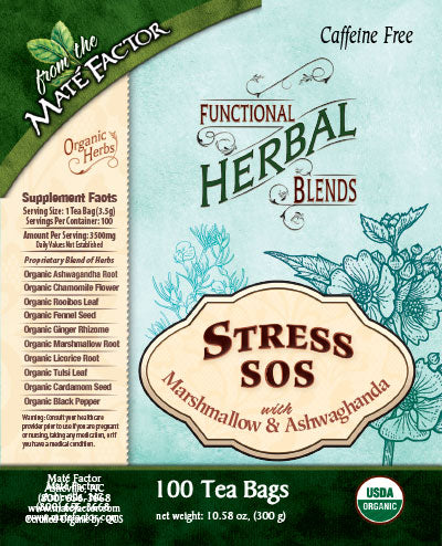 Stress SOS with Marshmallow and Ashwaghanda - Organic - 100 ct Bulk Tea bags - Functional Herbal Blends